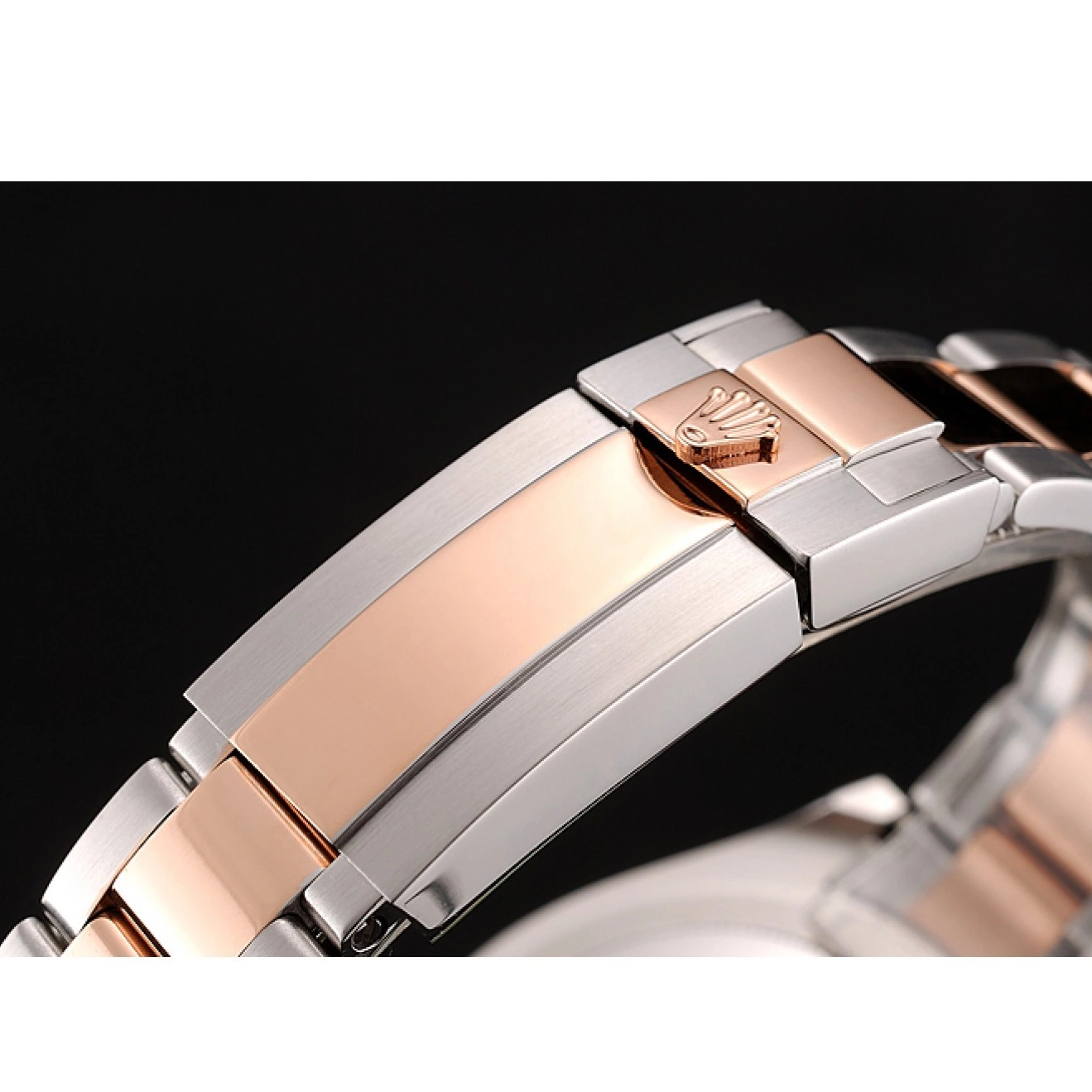 Aaa replica Stainless Master Rolex Yacht Rose Bracelet 1453864 Gold Two Tone Steel Dial 0821